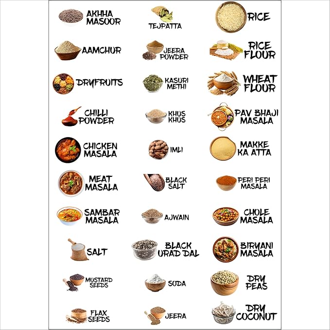 3D Waterproof Kitchen Spice Jar Label Stickers (Buy 30 Get 30 Stickers Free)